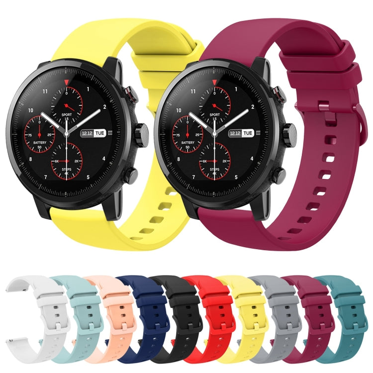 For Amazfit Stratos 22mm Solid Color Soft Silicone Watch Band(White)