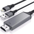 2m 1080P 8 Pin to HDMI Adapter Cable, Compatible with iPhone to HDMI Adapter(Black)