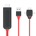 3-in-1 USB/Type-C to HDMI Adapter, 1080P, for Phone 13/12/11/S8/Note/More, Red