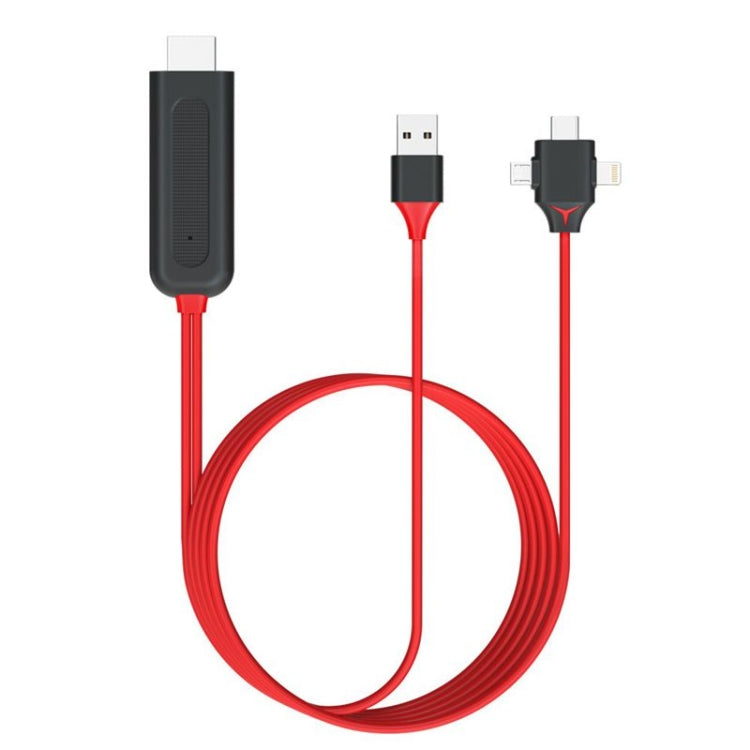 3-in-1 USB/Type-C to HDMI Adapter, 1080P, for Phone 13/12/11/S8/Note/More, Red