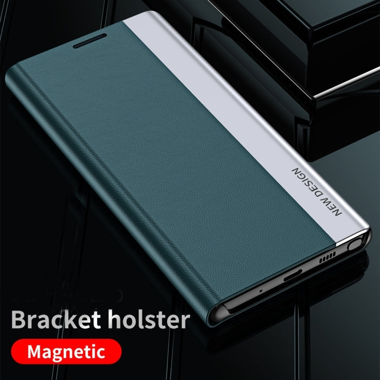 For Samsung Galaxy S23 Ultra 5G Side Electroplated Adsorption Leather Phone Case(Black)