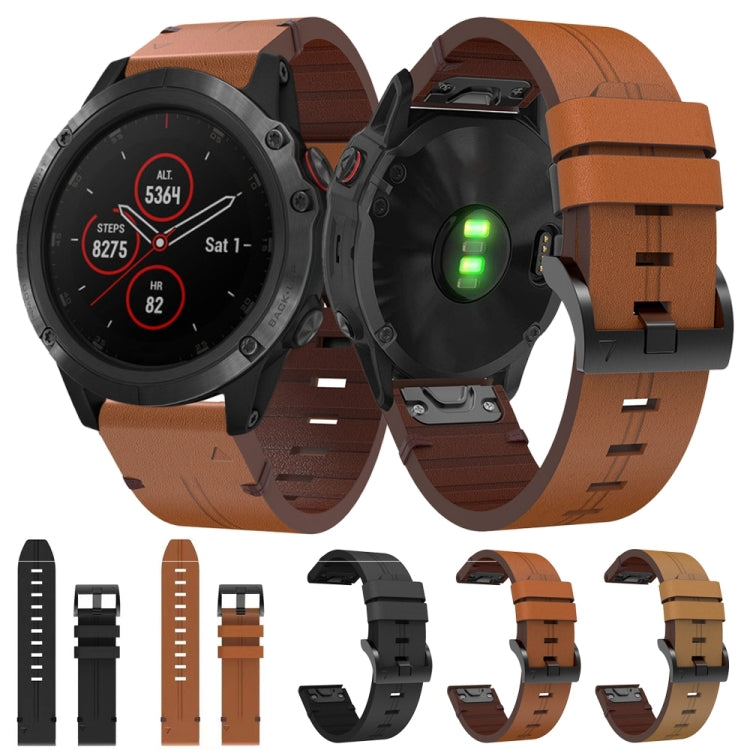26mm Leather Steel Buckle Watch Band, For Garmin Fenix 5X Plus, For Garmin Enduro 2, For Garmin Fenix 6X Pro, For Garmin Fenix 7X, For Garmin Fenix 3 HR, For Garmin Enduro, For Garmin Fenix 6X Sapphire, For Garmin Fenix 7X Solar