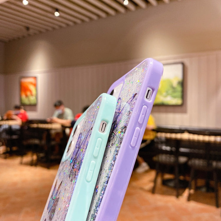 For iPhone 13 mini Color Butterfly Glitter Epoxy TPU Phone Case(Pink)