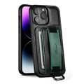Suteni H13 Card Wallet Wrist Strap Holder PU Phone Case, For iPhone 11 Pro, For iPhone 11, For iPhone 11 Pro Max, For iPhone 12 / 12 Pro, For iPhone 12 Pro Max, For iPhone 13, For iPhone 13 Pro, For iPhone 13 Pro Max
