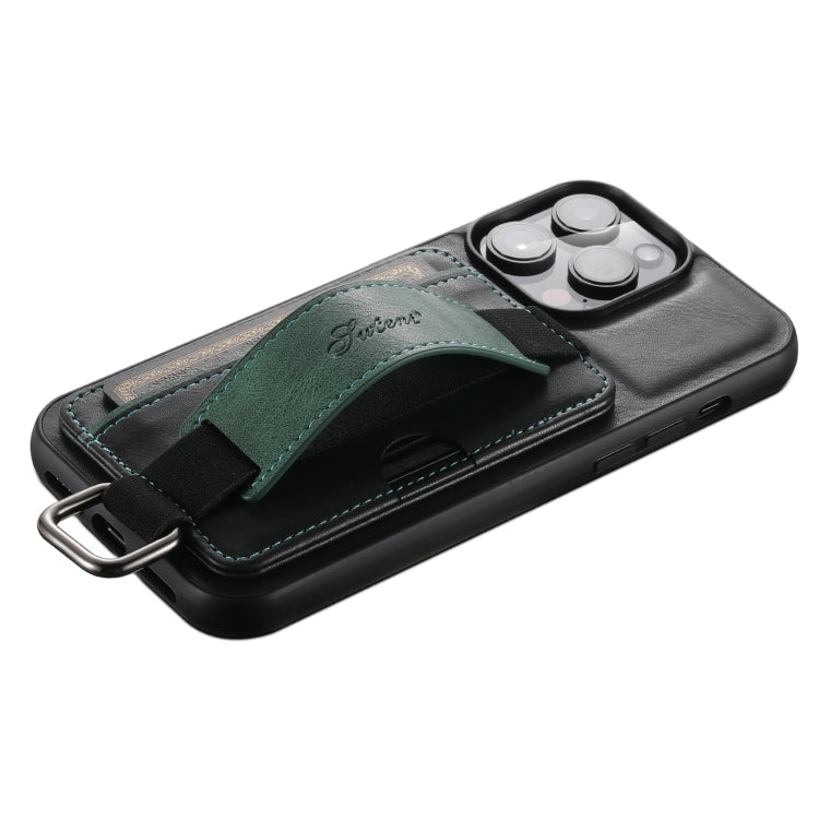 Suteni H13 Card Wallet Wrist Strap Holder PU Phone Case, For iPhone 11 Pro, For iPhone 11, For iPhone 11 Pro Max, For iPhone 12 / 12 Pro, For iPhone 12 Pro Max, For iPhone 13, For iPhone 13 Pro, For iPhone 13 Pro Max