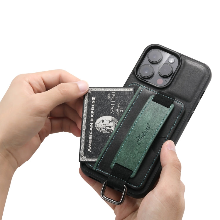 Suteni H13 Card Wallet Wrist Strap Holder PU Phone Case, For iPhone 14, For iPhone 14 Pro, For iPhone 14 Plus, For iPhone 14 Pro Max