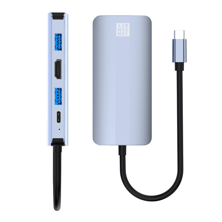 JUNSUNMAY 8 in 1 Type-C to 4K HDMI + RJ45 Ethernet Hub Docking Station Adapter