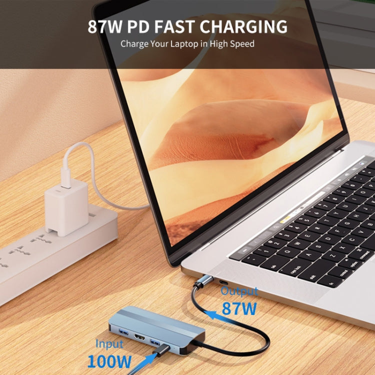 JUNSUNMAY 8 in 1 Type-C to 4K HDMI + RJ45 Ethernet Hub Docking Station Adapter