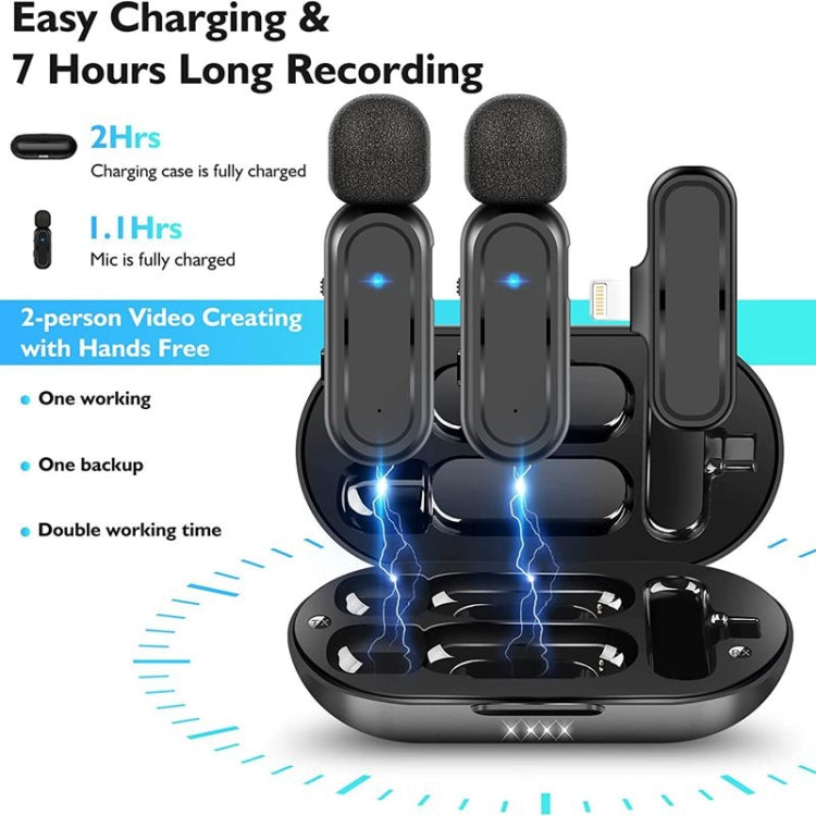 One by Two Wireless Lavalier Microphone Wireless Noise Reduction Microphone with Charging Case, Port: 8 Pin