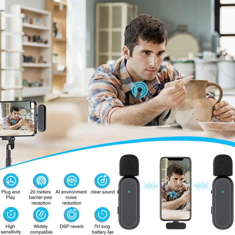 One by Two Wireless Lavalier Microphone Wireless Noise Reduction Microphone with Charging Case, Port: 8 Pin