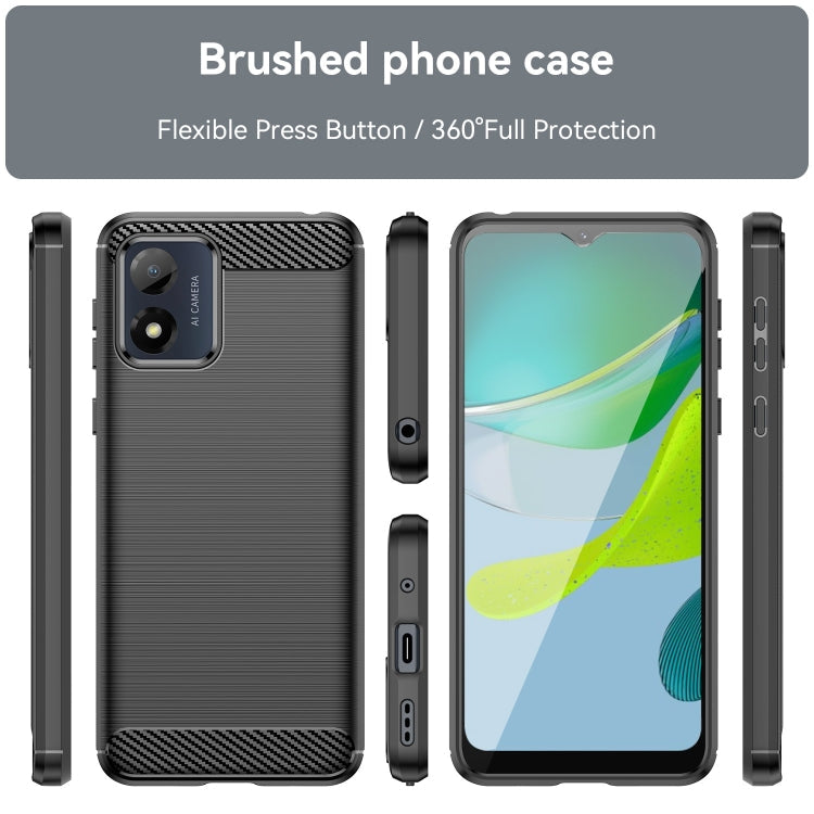 For Motorola Moto E13 Brushed Texture Carbon Fiber TPU Phone Case(Black)