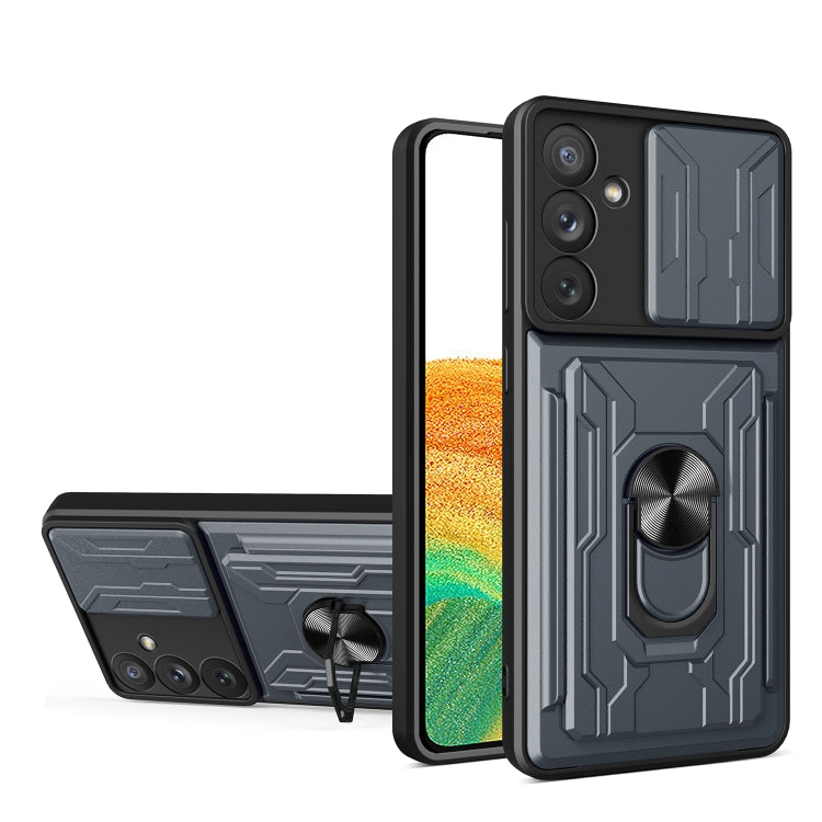 For Samsung Galaxy A34 5G Sliding Camshield Card Phone Case(Grey)