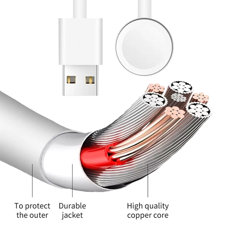 1m USB Magnetic Fast Charger Charging Cable for Watch Apple Series Ultra/8/7/6/SE/SE2/5/4/3/2(White)