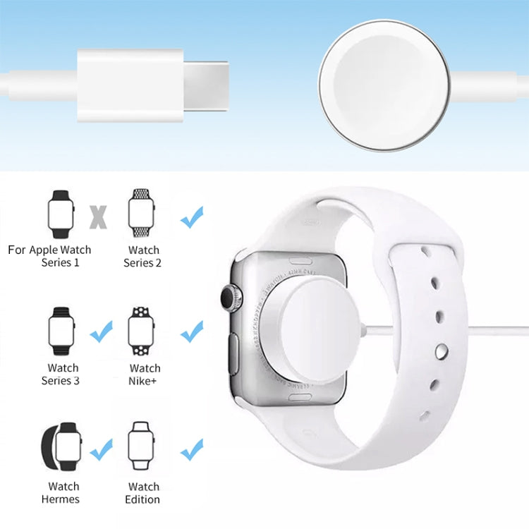 1m USB Magnetic Fast Charger Charging Cable for Watch Apple Series Ultra/8/7/6/SE/SE2/5/4/3/2(White)