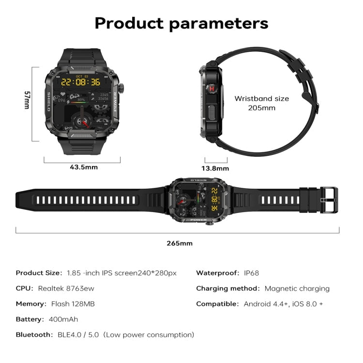 MK66 1.85 inch Color Screen Smart Watch,Support Heart Rate Monitoring / Blood Pressure Monitoring(Yellow)