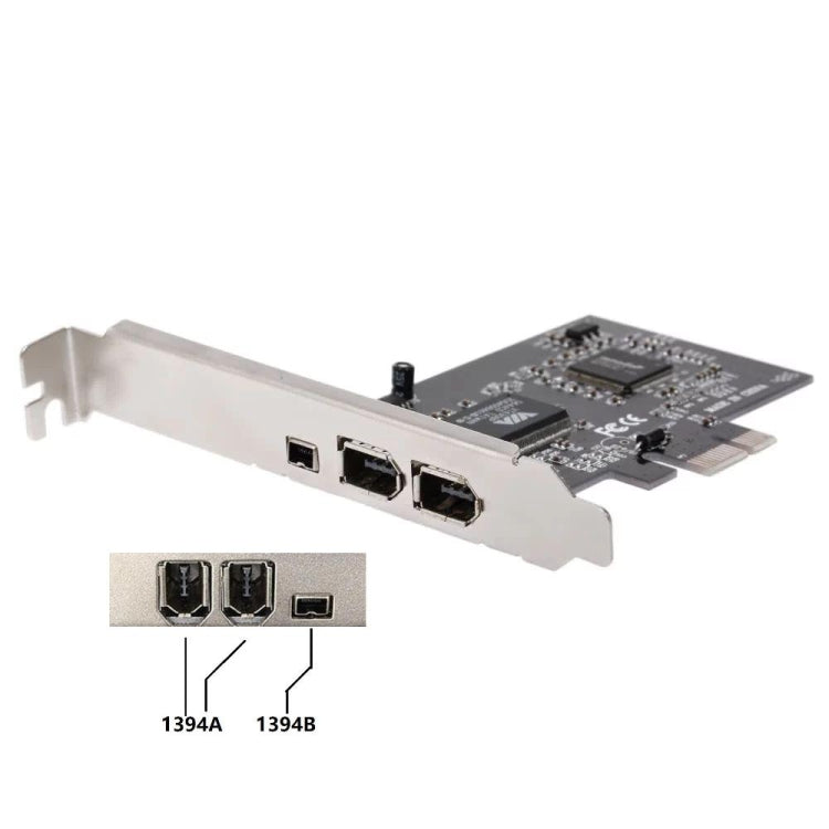 PCI-E 3 Ports 1394a 1394b Firewire Expansion Card 2 x 6 Pin + 1 x 4 Pin for Desktop PC, 1394a+1394b