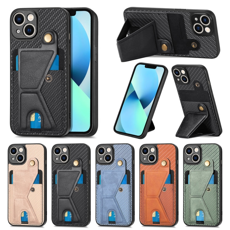 For iPhone 13 mini Carbon Fiber Wallet Flip Card K-shaped Holder Phone Case(Black)