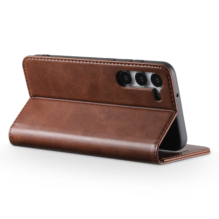 For Samsung Galaxy S23+ 5G Suteni Calf Texture Horizontal Flip Leather Phone Case(Brown)