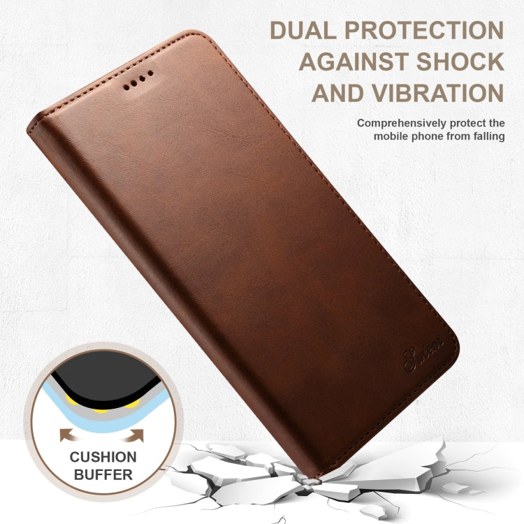 For Samsung Galaxy S23+ 5G Suteni Calf Texture Horizontal Flip Leather Phone Case(Brown)