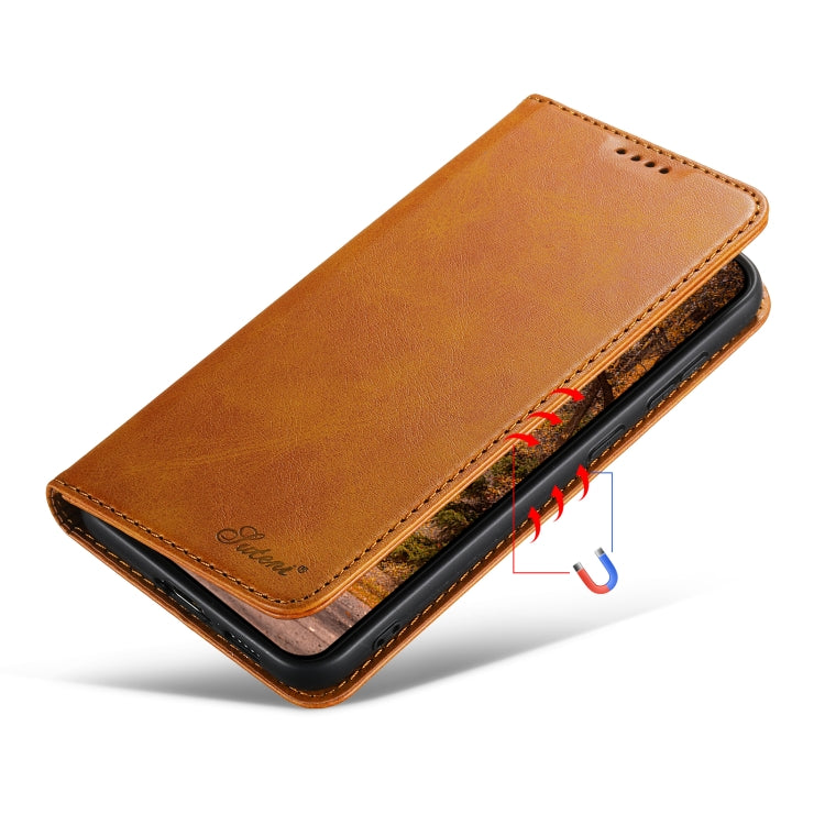 For Samsung Galaxy S23 5G Suteni Calf Texture Horizontal Flip Leather Phone Case(Khaki)