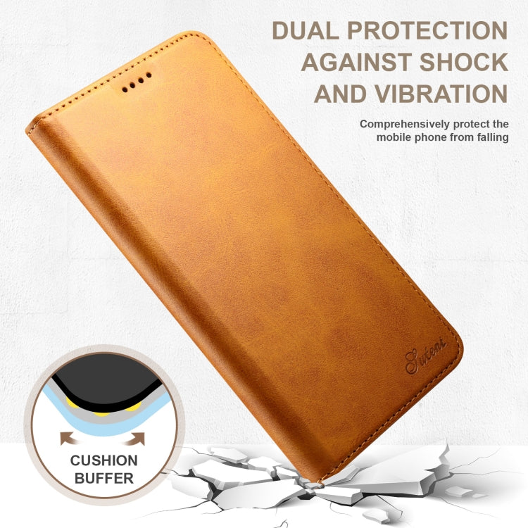 For Samsung Galaxy S23 5G Suteni Calf Texture Horizontal Flip Leather Phone Case(Khaki)