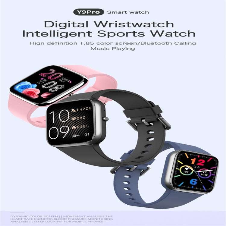 Y9 Pro 1.85 inch Color Screen Smart Watch,Support Heart Rate Monitoring / Blood Pressure Monitoring(Black)