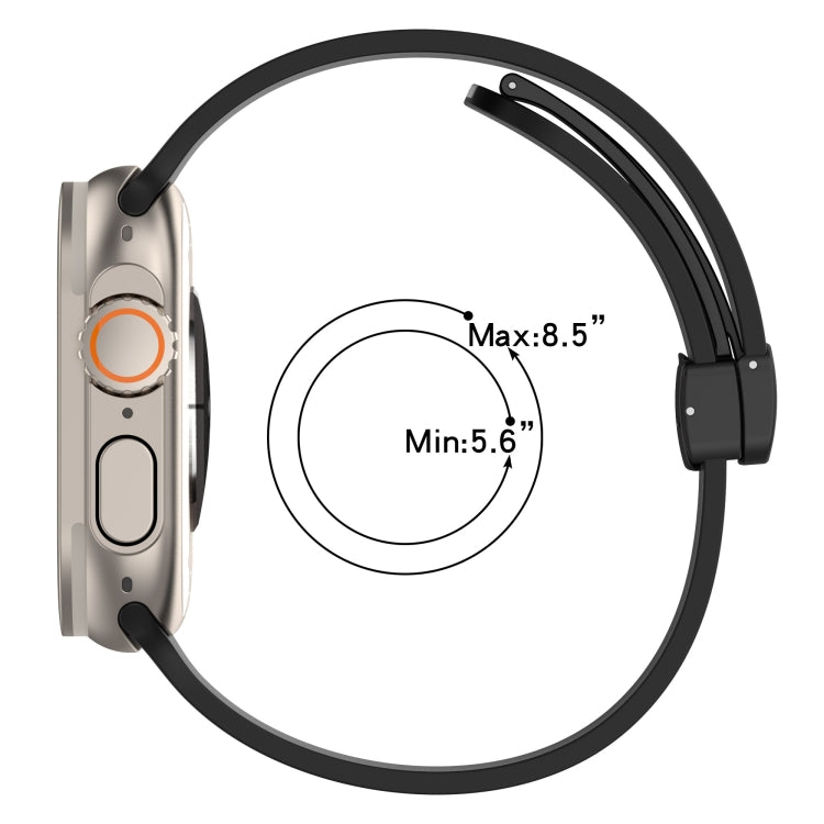 Magnetic Clasp Two-Color Silicone Watch Band For Apple Watch Ultra 49mm(White+Red)