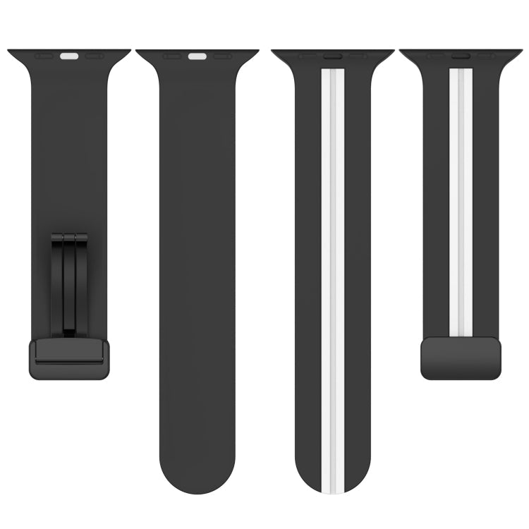Magnetic Clasp Two-Color Silicone Watch Band For Apple Watch Ultra 49mm(White+Red)