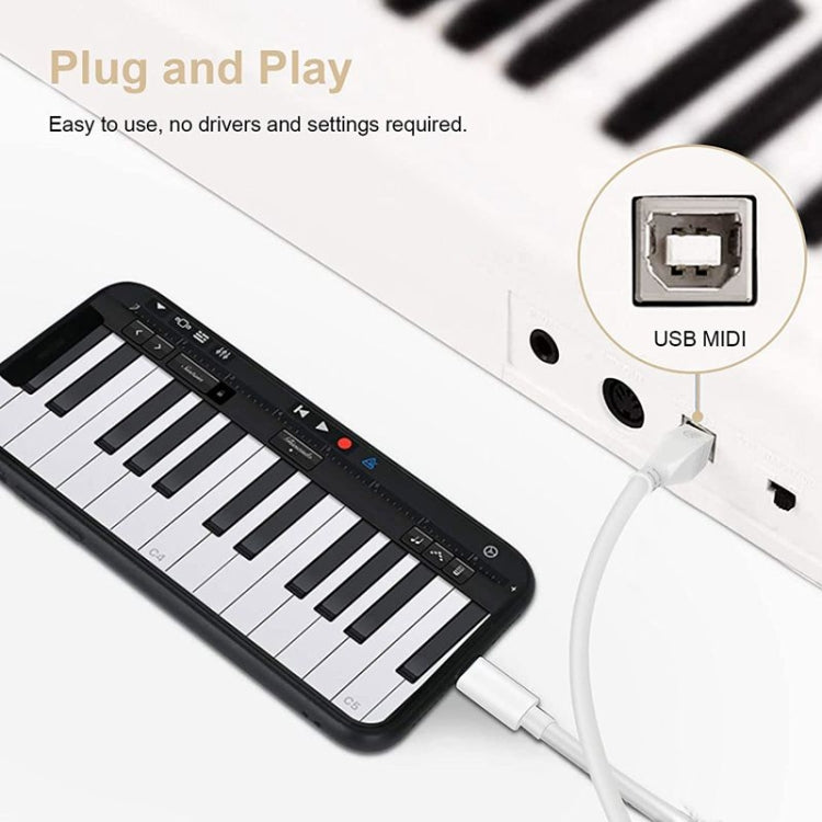 1m 8 Pin to USB + MIDI Electronic Music Instrument & OTG & Charging Multifunctional Cable Compatible with above iOS 10.3.2