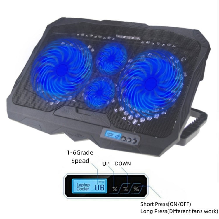 S18 Aluminum Four Fans Gaming Laptop Cooling Pad Foldable Holder with Wind Speed Display(Red)