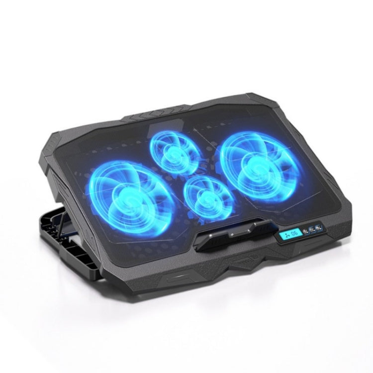 S18 Aluminum Four Fans Gaming Laptop Cooling Pad Foldable Holder with Wind Speed Display(Red)
