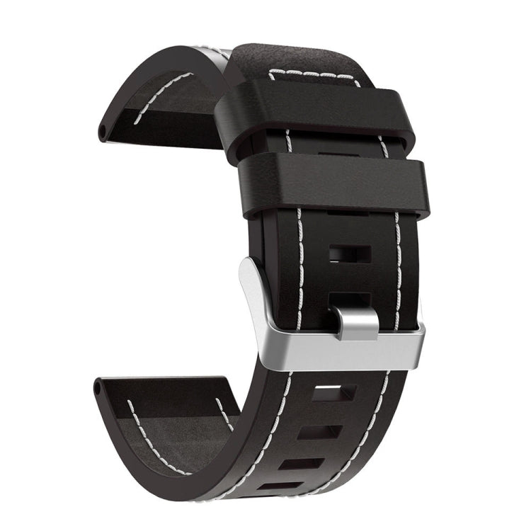 26mm Sewing Leather Steel Buckle Watch Band, For Garmin Fenix 5X Plus, For Garmin Fenix 3, For Garmin Fenix 3 HR, For Garmin Fenix 3 Sapphire, For Garmin Descent MK 1, For Garmin Descent MK 2, For Garmin Descent MK 2i, For Garmin D2 Charlie