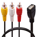 JUNSUNMAY USB Female to 3 x RCA Male Audio Video Splitter Cable, 0.2m, 1.5m