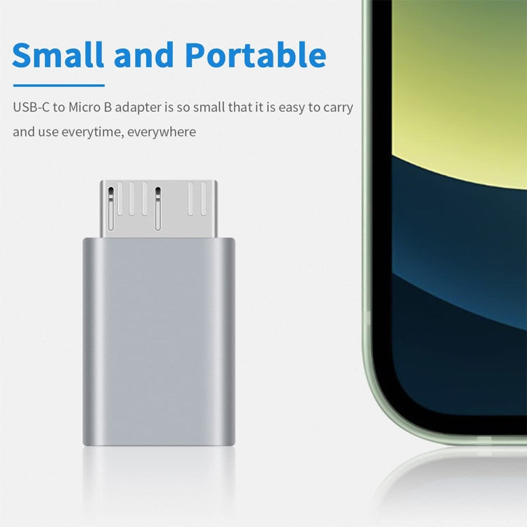 1 PCS JUNSUNMAY USB-C / Type-C Female to Male USB 3.0 Micro B Adapter Converter