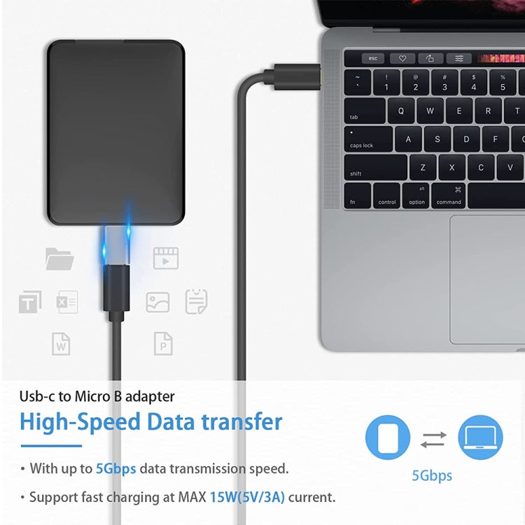 2 PCS JUNSUNMAY USB-C / Type-C Female to Male USB 3.0 Micro B Adapter Converter