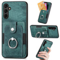 For Samsung Galaxy A14 5G Retro Skin-feel Ring Card Wallet Phone Case(Green)