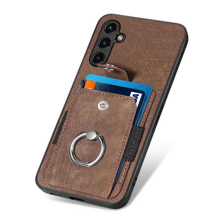 For Samsung Galaxy A14 5G Retro Skin-feel Ring Card Wallet Phone Case(Brown)