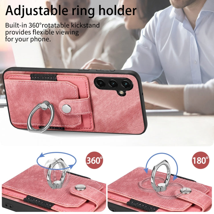 For Samsung Galaxy A14 5G Retro Skin-feel Ring Card Wallet Phone Case(Purple)