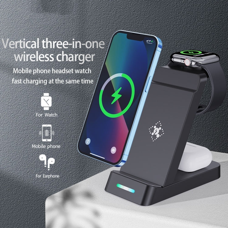 B20A 15W Qi Wireless Charger Charging Stand Compatible for iPhone iWatch Airpods(Black)
