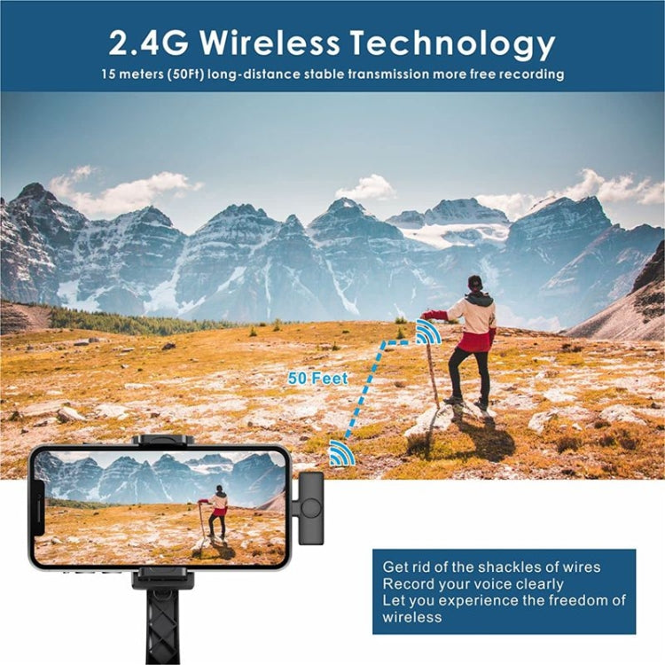 Bluetooth  Mini Microphone Wireless Lavalier Noise Reduction Microphone for iPhone / iPad, with 8 Pin Receiver & Dual Microphones