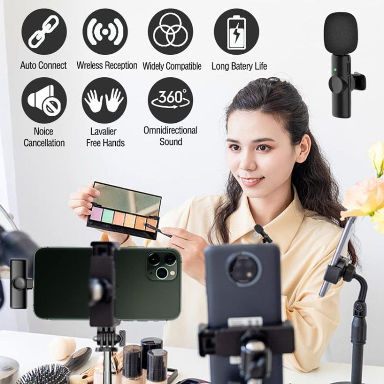 One by Two Wireless Lavalier Lapel Microphone for Android Phone & Computer with USB-C / Type-C Receiver