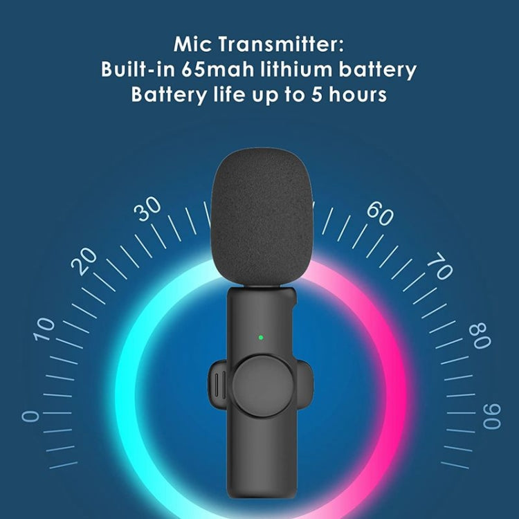 One by Two Wireless Lavalier Lapel Microphone for Android Phone & Computer with USB-C / Type-C Receiver
