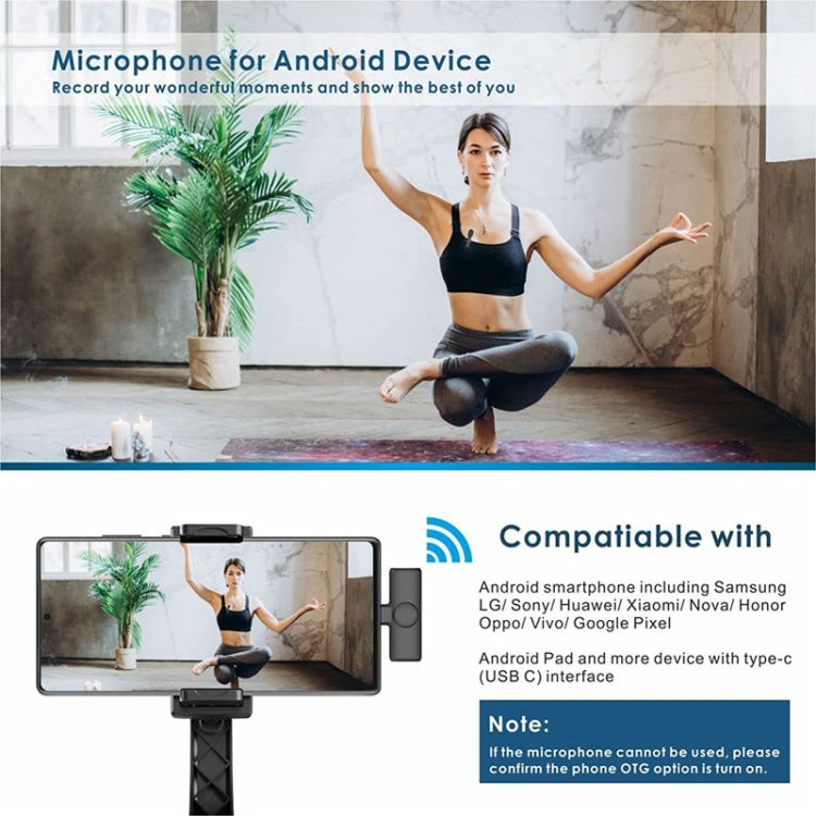 One by One Wireless Lavalier Lapel Microphone for Android Phone & Computer with USB-C / Type-C Receiver