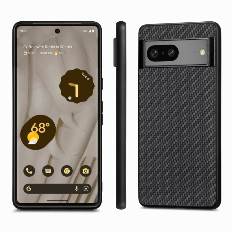 For Google Pixel 7A Carbon Fiber Texture Leather Back Cover Phone Case(Black)
