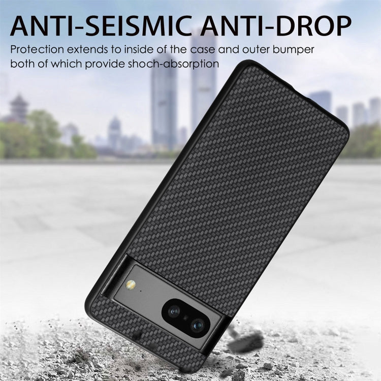 For Google Pixel 7A Carbon Fiber Texture Leather Back Cover Phone Case(Black)