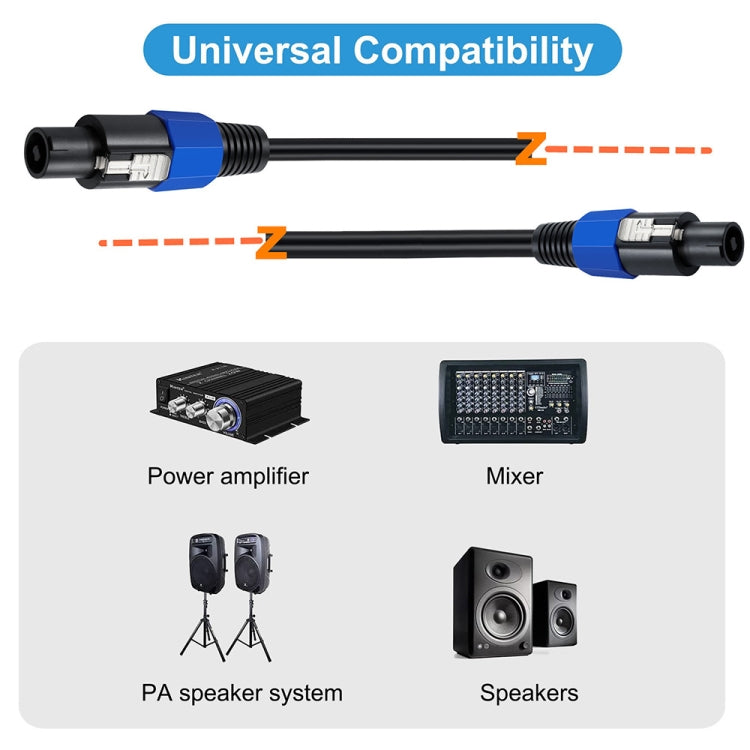 JUNSUNMAY Speakon Male to Speakon Male Audio Speaker Adapter Cable with Snap Lock, Length:25FT