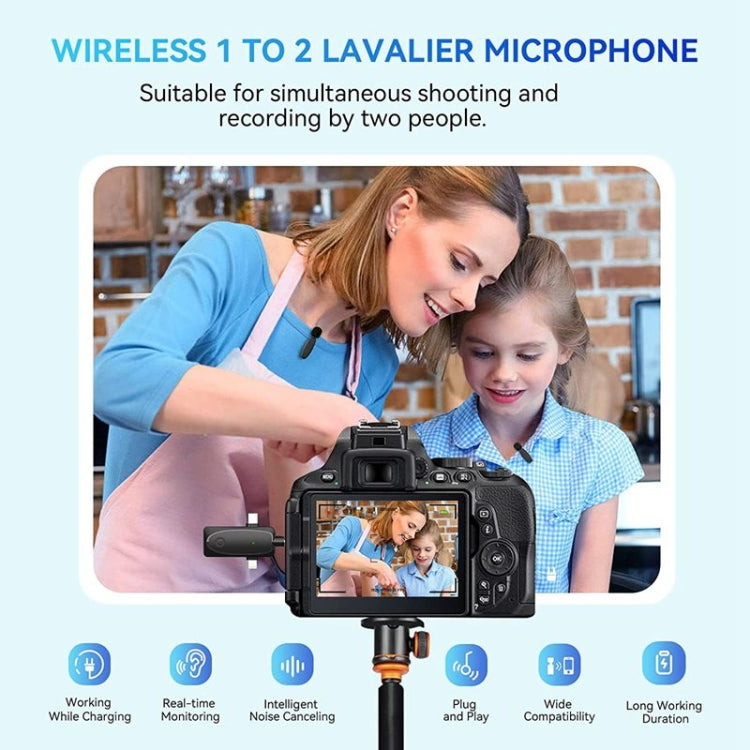 One by Two 3 in 1 Mini Wireless Lavalier Microphones for iPhone / Android / Camera with Noise Reduction Function