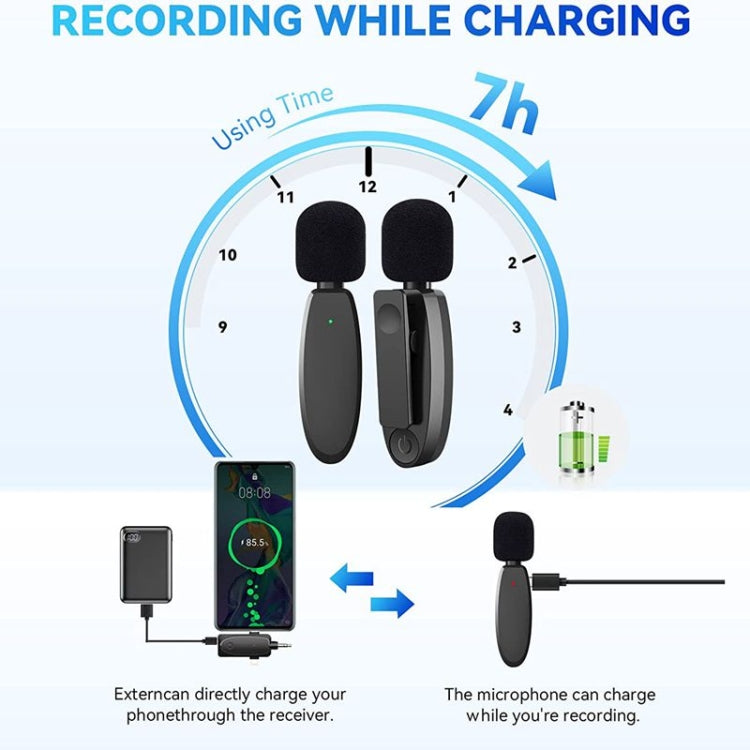 One by Two 3 in 1 Mini Wireless Lavalier Microphones for iPhone / Android / Camera with Noise Reduction Function
