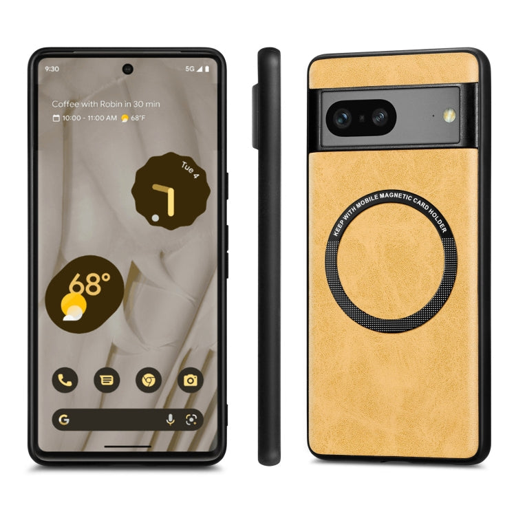 For Google Pixel 7A Solid Color Leather Skin Back Cover Phone Case(Yellow)