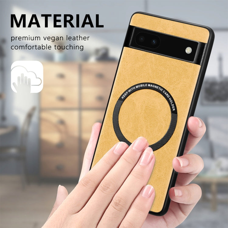 For Google Pixel 7A Solid Color Leather Skin Back Cover Phone Case(Yellow)